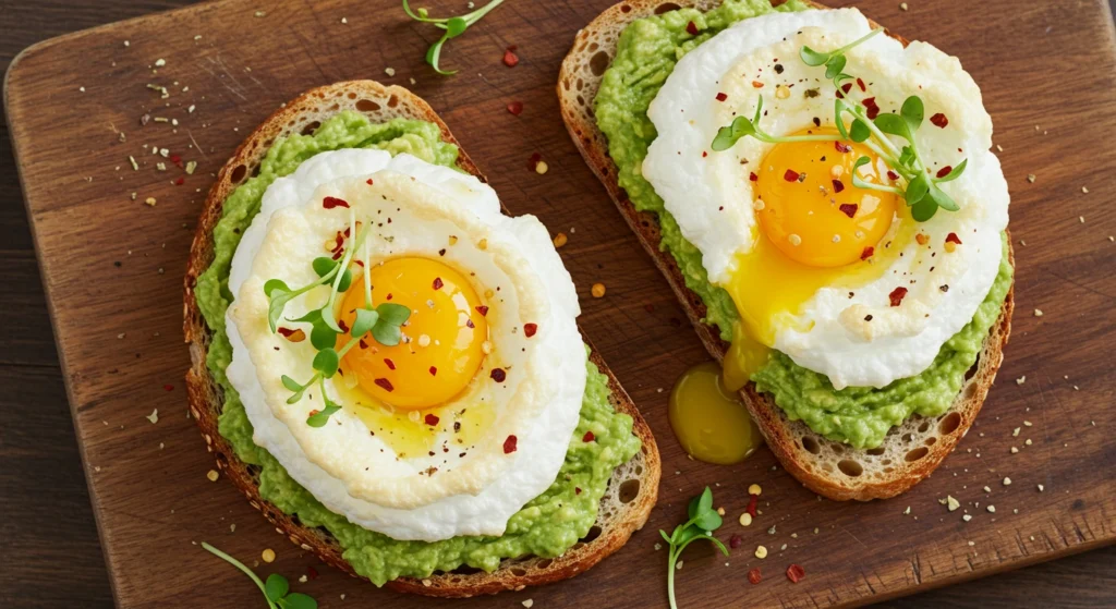 Cloud Eggs on Avocado Sourdough